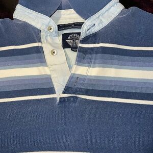 Dockers Men's Polo with Navy and Light Blue Stripes